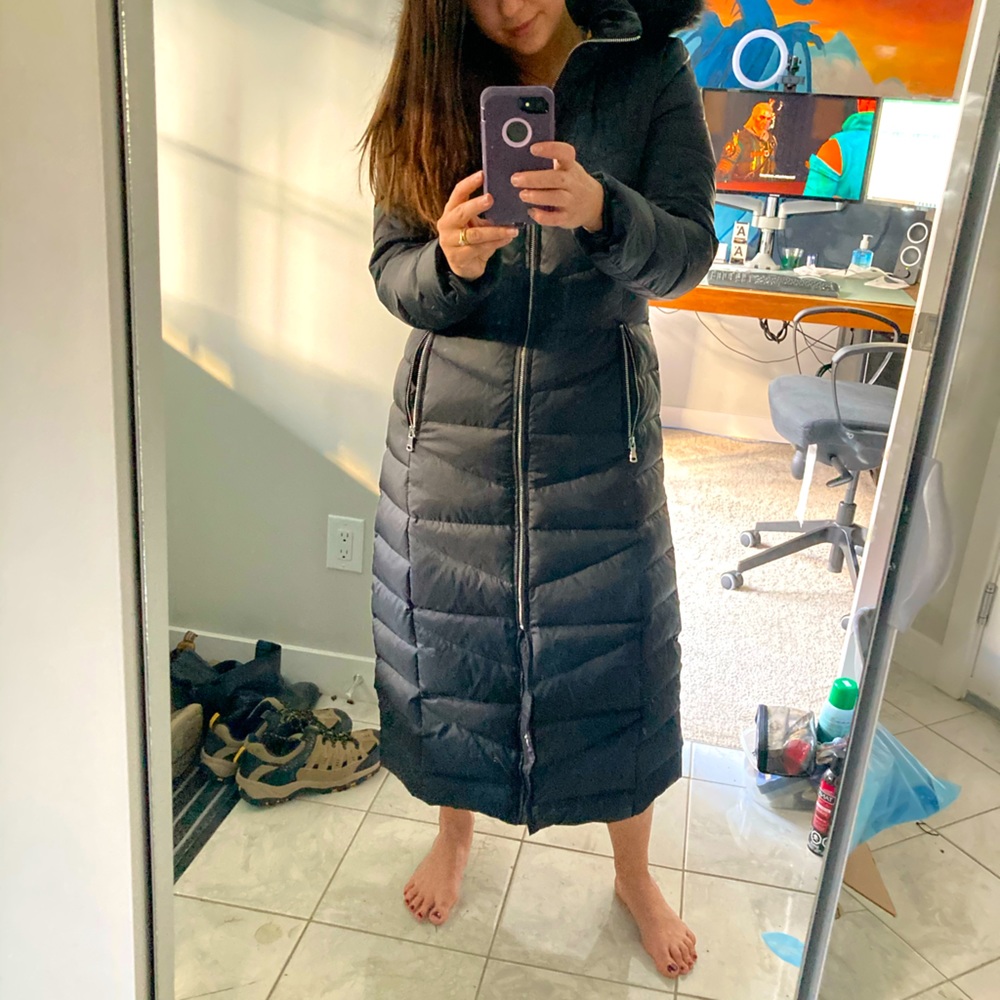 Calvin klein long black winter coat very warm EUC